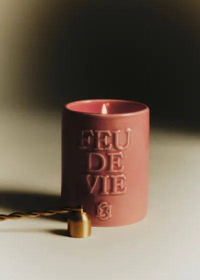 Bougie Feu de vie - La Fleur - Rose Amalfi